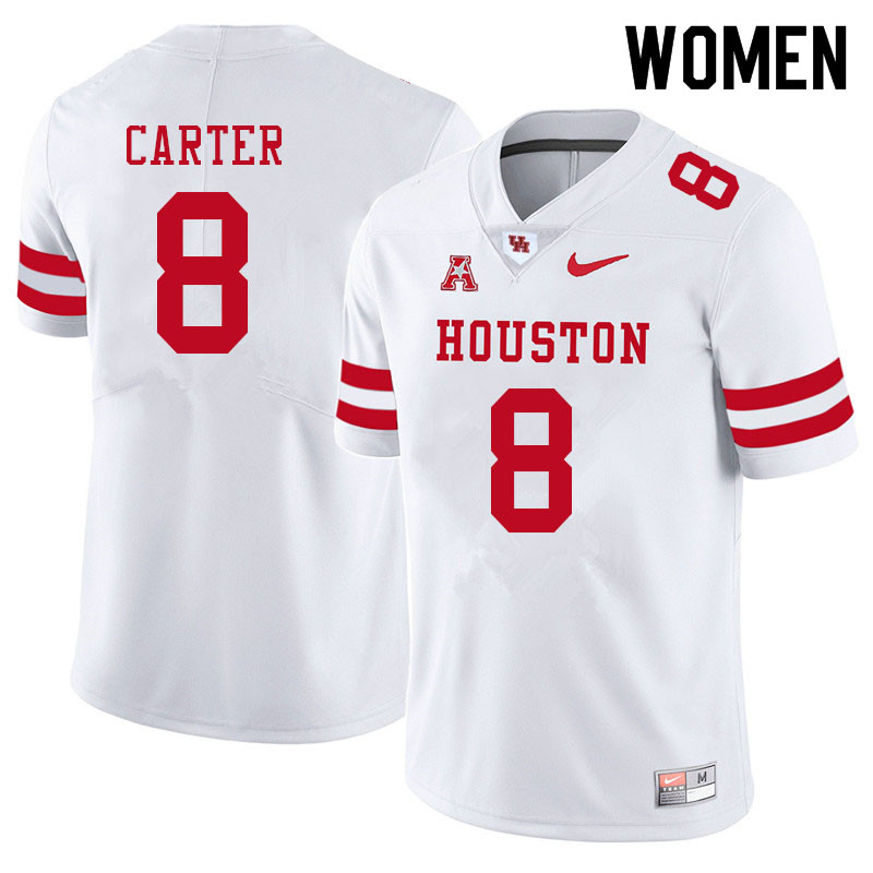 Women #8 KeSean Carter Houston Cougars College Football Jerseys Sale-White
